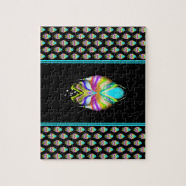 カラフルシアンとブラックのOracle Owl ジグソーパズル