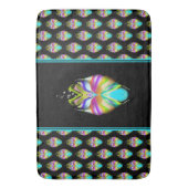 カラフルシアンとブラックのOracle Owl バスマット (正面縦)