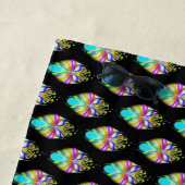 カラフルシアンとブラックのOracle Owl ビーチタオル (インサイチュ)