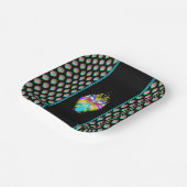 カラフルシアンとブラックのOracle Owl ペーパープレート (傾斜あり)