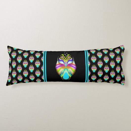 カラフルシアンとブラックのOracle Owl ボディピロー (正面)