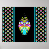 カラフルシアンとブラックのOracle Owl ポスター (正面)