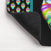 カラフルシアンとブラックのOracle Owl マウスパッド (コーナー)