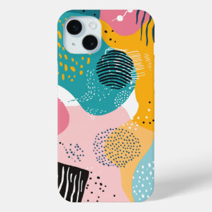 カラフルシェイプのスケッチとドードル iPhone 15 MINIケース