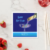 カラフルシャンパンスターズ大晦日パーティー スタンダードカクテルナプキン (インサイチュ)