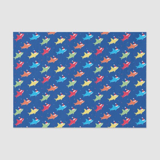 カラフルシャークスサンタハットドットクリスマスホリデー 薄葉紙 (正面)