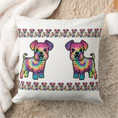 カラフルシュナウザー：絞り染め喜び クッション (ブランケット)