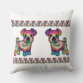 カラフルシュナウザー：絞り染め喜び クッション (裏面)