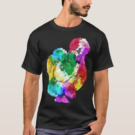 カラフルシルクニワトリ扇風機動物 Tシャツ (正面)