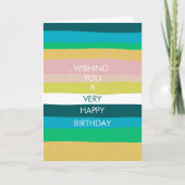 カラフルシンプルストライプハッピーバースデーカスタムカード カード (正面)