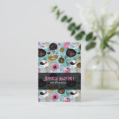 カラフルシンプルレトロ手描き花&鳥 名刺 (スタンド正面)