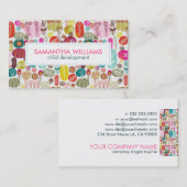 カラフルシンプル手描きかわいい花柄 名刺 (正面/裏面)