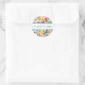 カラフルシンプル手描きレトロ花模様 ラウンドシール (バッグ)