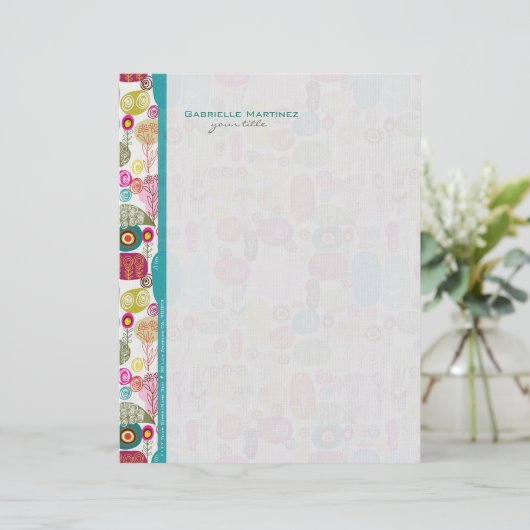 カラフルシンプル手描きレトロ花模様 レターヘッド (スタンド正面)