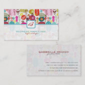 カラフルシンプル手描きレトロ花 – モノグラメ 名刺 (正面/裏面)