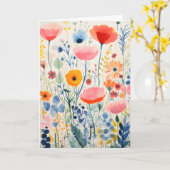 カラフルシンプル開花草折りカード カード (黄色い花)