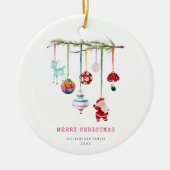 カラフルシンプルChristmas Family Photo セラミックオーナメント (正面)