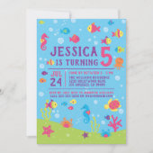 カラフルシーアンダーザシー子供の誕生日パーティー 招待状 (正面)