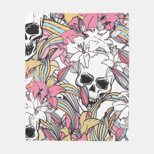 カラフルシームレスヴィンテージパターン背景  フリースブランケット (正面)