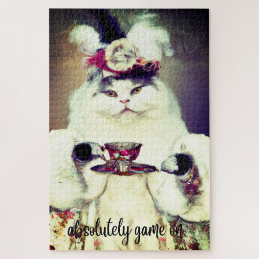 カラフルジグソーパズル猫&カップのお茶 ジグソーパズル (縦)