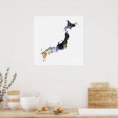 カラフルジャパンのシルエット ポスター (キッチン)