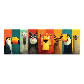 カラフルジャングルの仲間たち動物ポスター フォトプリント