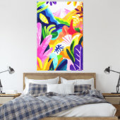 カラフルジャングルランドスケープインフォヴィススタイル キャンバスプリント (インサイチュ (寝室))