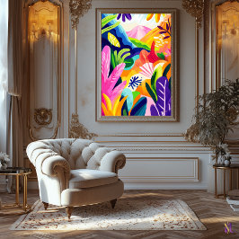 カラフルジャングルランドスケープインフォヴィススタイル キャンバスプリント