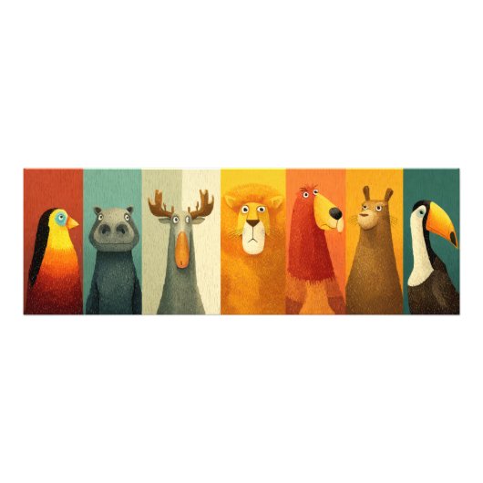 カラフルジャングル動物の友達ポスター フォトプリント            (正面)