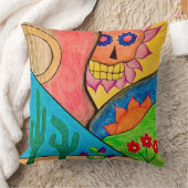 カラフルスカルの日の死んだ南西の砂漠 クッション (ブランケット)