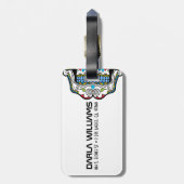 カラフルスカルレッドローズ&ブルーダイヤモンド ラゲッジタグ (裏面縦)