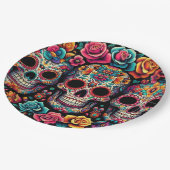 カラフルスカル紙プレート! ペーパープレート (アングル)