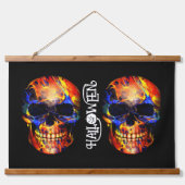 カラフルスカル骨格ハッピーハローウィン 吊り下げ型タペストリー (正面)