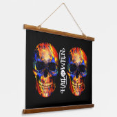 カラフルスカル骨格ハッピーハローウィン 吊り下げ型タペストリー (傾斜あり)