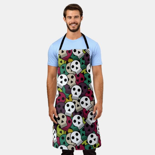 カラフルスカル エプロン (着用した状態)