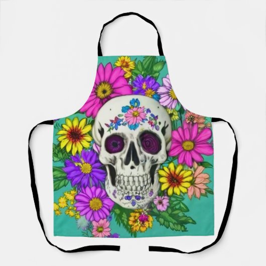 カラフルスカル（花） エプロン (正面)