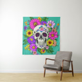 カラフルスカル（花） タペストリー (インサイチュ)