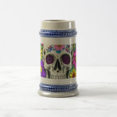カラフルスカル（花） ビールジョッキ (中央)