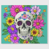 カラフルスカル（花） ラッピングペーパー (フラット)