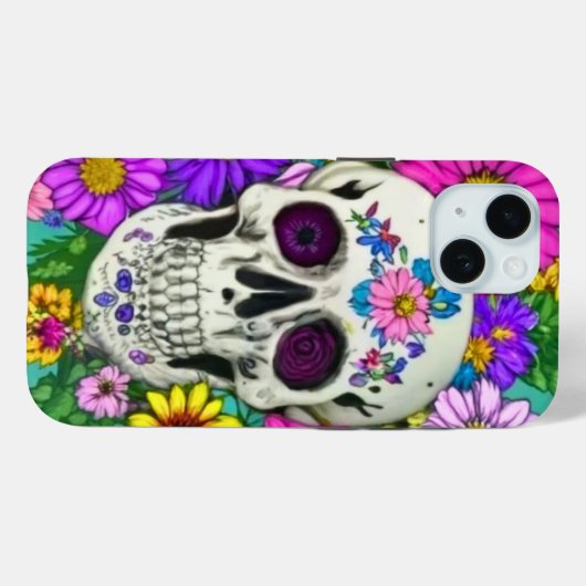 カラフルスカル（花） Case-Mate iPhoneケース (裏面 (横))