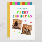 カラフルスクリプはっきりしたトMerry Christmas 2枚の写真 シーズンカード (正面/裏面)
