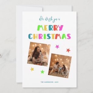 カラフルスクリプはっきりしたトMerry Christmas 2枚の写真 シーズンカード