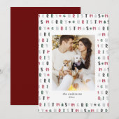 カラフルスクリプトmerry christmas photo card シーズンカード (正面/裏面)