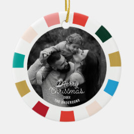 カラフルスクリプモダント・ワン・フォト・ホリデイ セラミックオーナメント