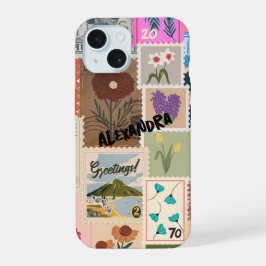 カラフルスタンプコラージュスマホケース iPhone 15ケース