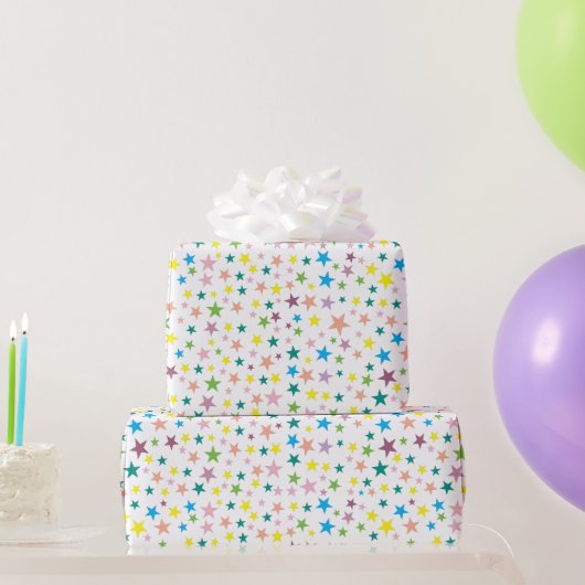 カラフルスターズ子供の誕生日 ラッピングペーパー (パーティーギフト)