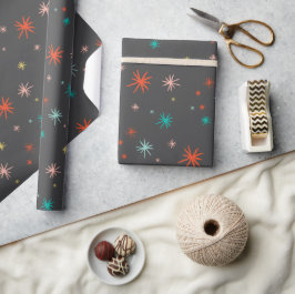 カラフルスターバスト花火モダン新年ホリデイ ラッピングペーパー