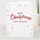 カラフルスター 赤と白のシンプルなクリスマス カード (正面)