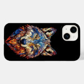 カラフルステンドグラス オオカミの頭 Case-Mate iPhoneケース (裏面 (横))