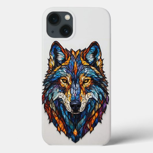 カラフルステンドグラス オオカミの頭 Case-Mate iPhoneケース (裏面)